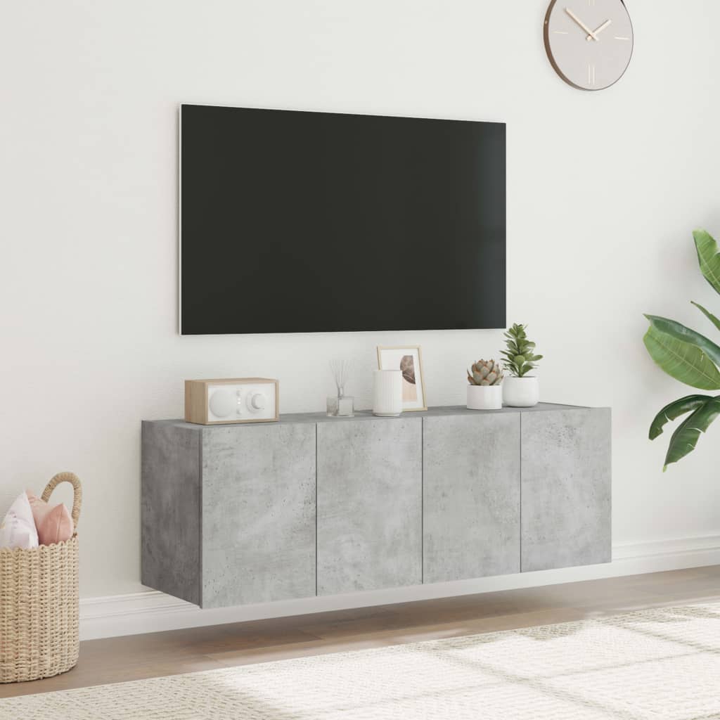 Mobili TV a Parete con Luci LED 2pz Grigio Cemento 60x35x41 cm 837309