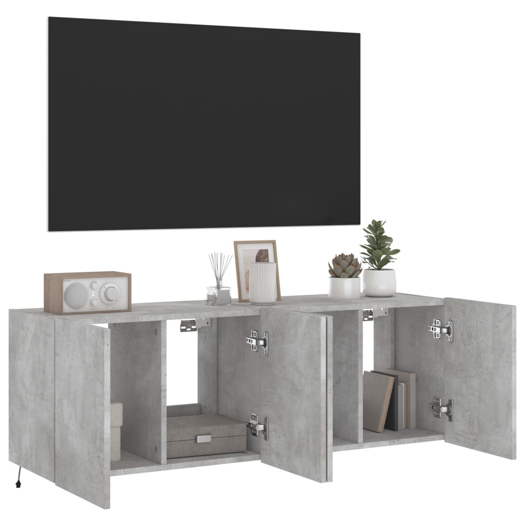 Mobili TV a Parete con Luci LED 2pz Grigio Cemento 60x35x41 cm 837309