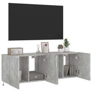 Mobili TV a Parete con Luci LED 2pz Grigio Cemento 60x35x41 cm 837309