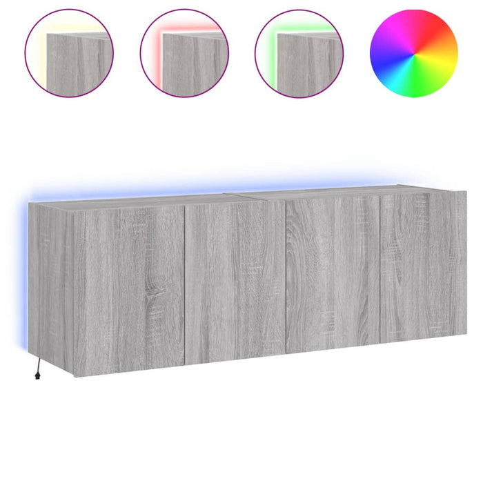 Mobili TV a Parete con Luci LED 2pz Grigio Sonoma 60x35x41 cm 837313