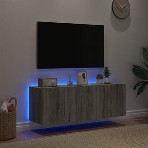 Mobili TV a Parete con Luci LED 2pz Grigio Sonoma 60x35x41 cm 837313