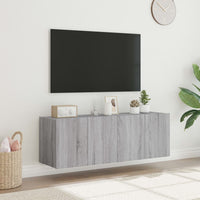 Mobili TV a Parete con Luci LED 2pz Grigio Sonoma 60x35x41 cm 837313