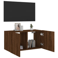 Mobile TV a Parete con Luci LED Rovere Marrone 80x35x41 cm 837322