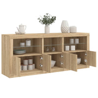 Credenza con Luci LED Rovere Sonoma 162x37x67 cm 3208997