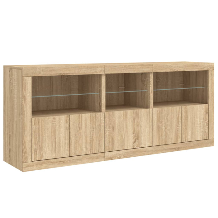 Credenza con Luci LED Rovere Sonoma 162x37x67 cm 3208997