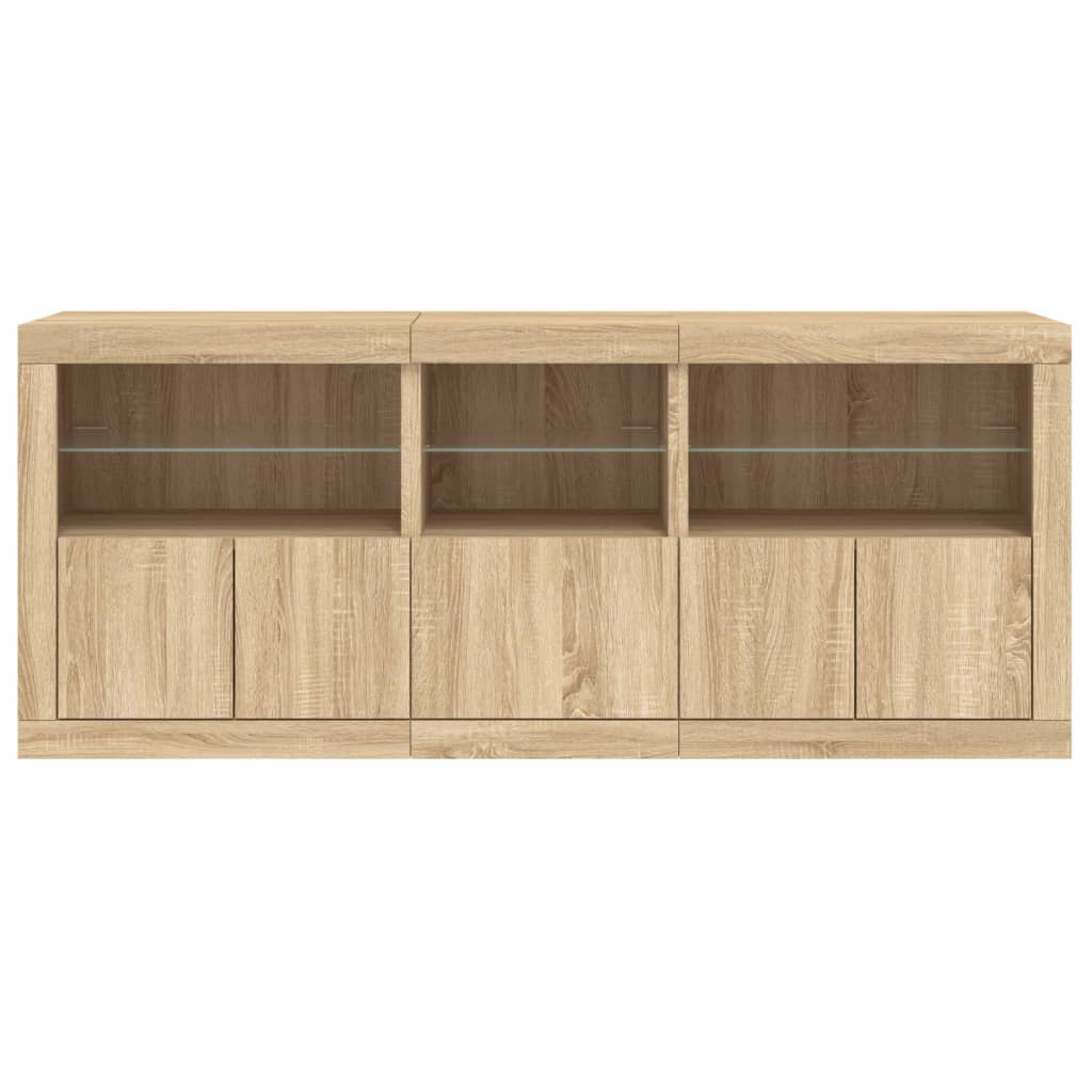 Credenza con Luci LED Rovere Sonoma 162x37x67 cm 3208997