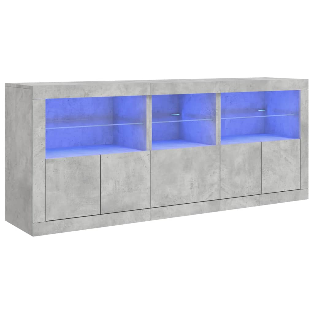 Credenza con Luci LED Grigio Cemento 162x37x67 cm 3208998