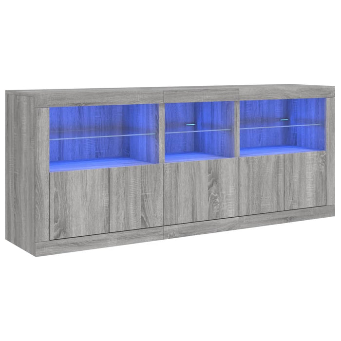 Credenza con Luci LED Grigio Sonoma 162x37x67 cm 3209000