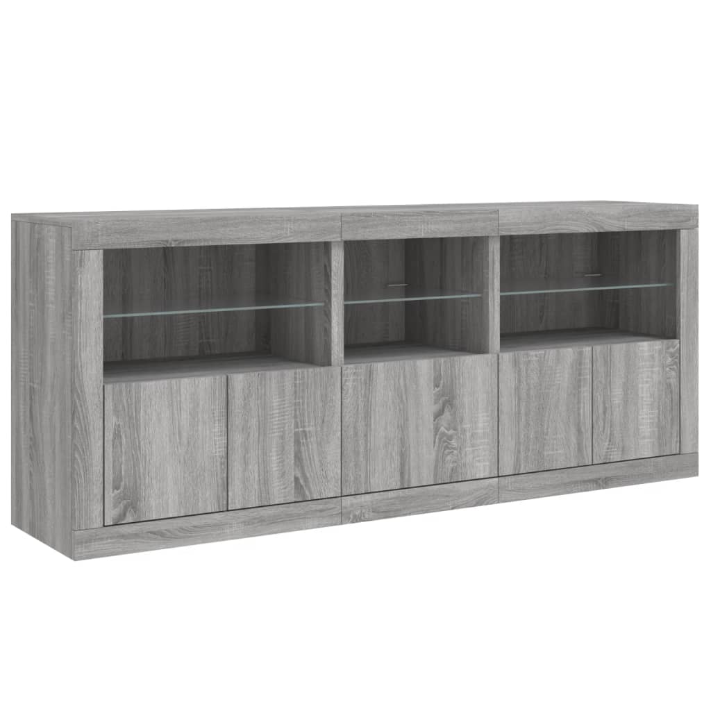 Credenza con Luci LED Grigio Sonoma 162x37x67 cm 3209000