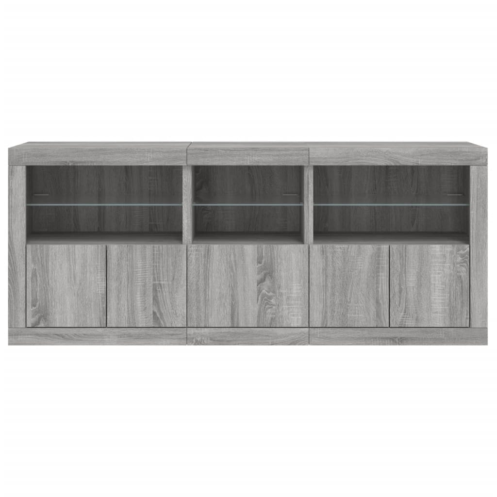 Credenza con Luci LED Grigio Sonoma 162x37x67 cm 3209000