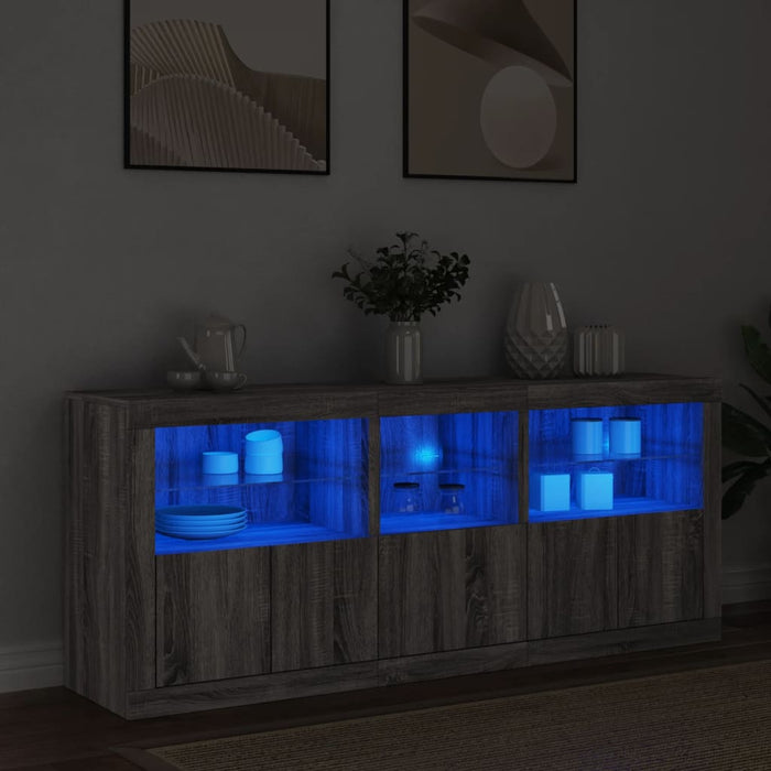 Credenza con Luci LED Grigio Sonoma 162x37x67 cm 3209000