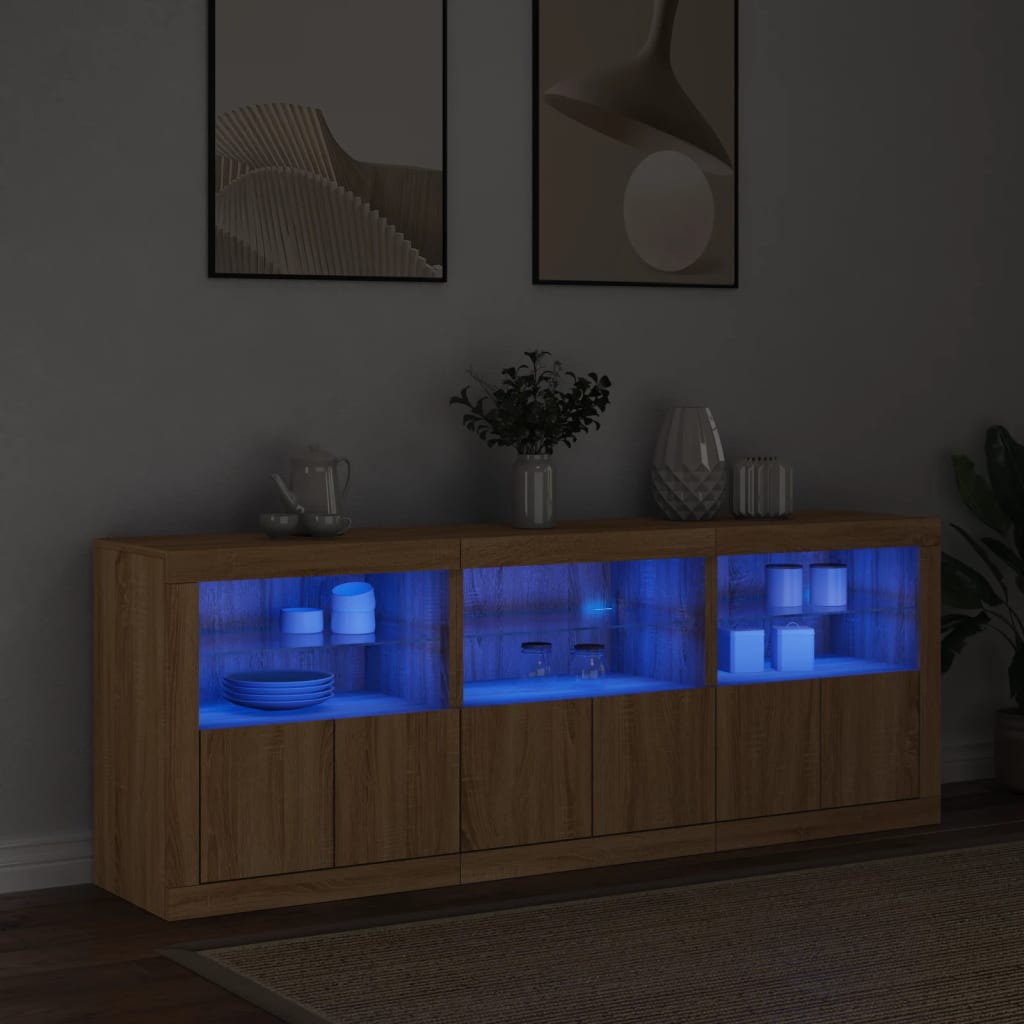 Credenza con Luci LED Rovere Sonoma 181,5x37x67 cmcod mxl 86011