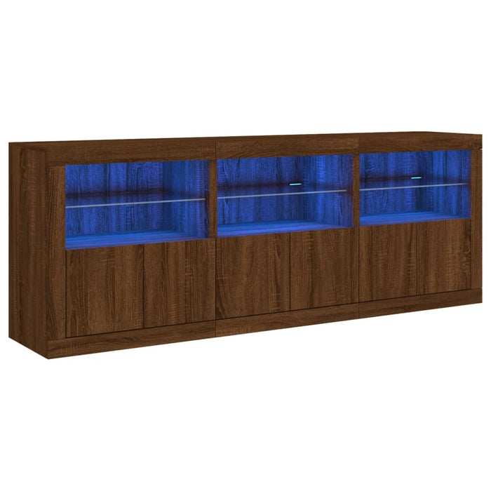 Credenza con Luci LED Rovere Marrone 181,5x37x67 cm 3209008