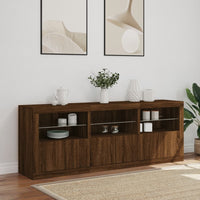 Credenza con Luci LED Rovere Marrone 181,5x37x67 cm 3209008