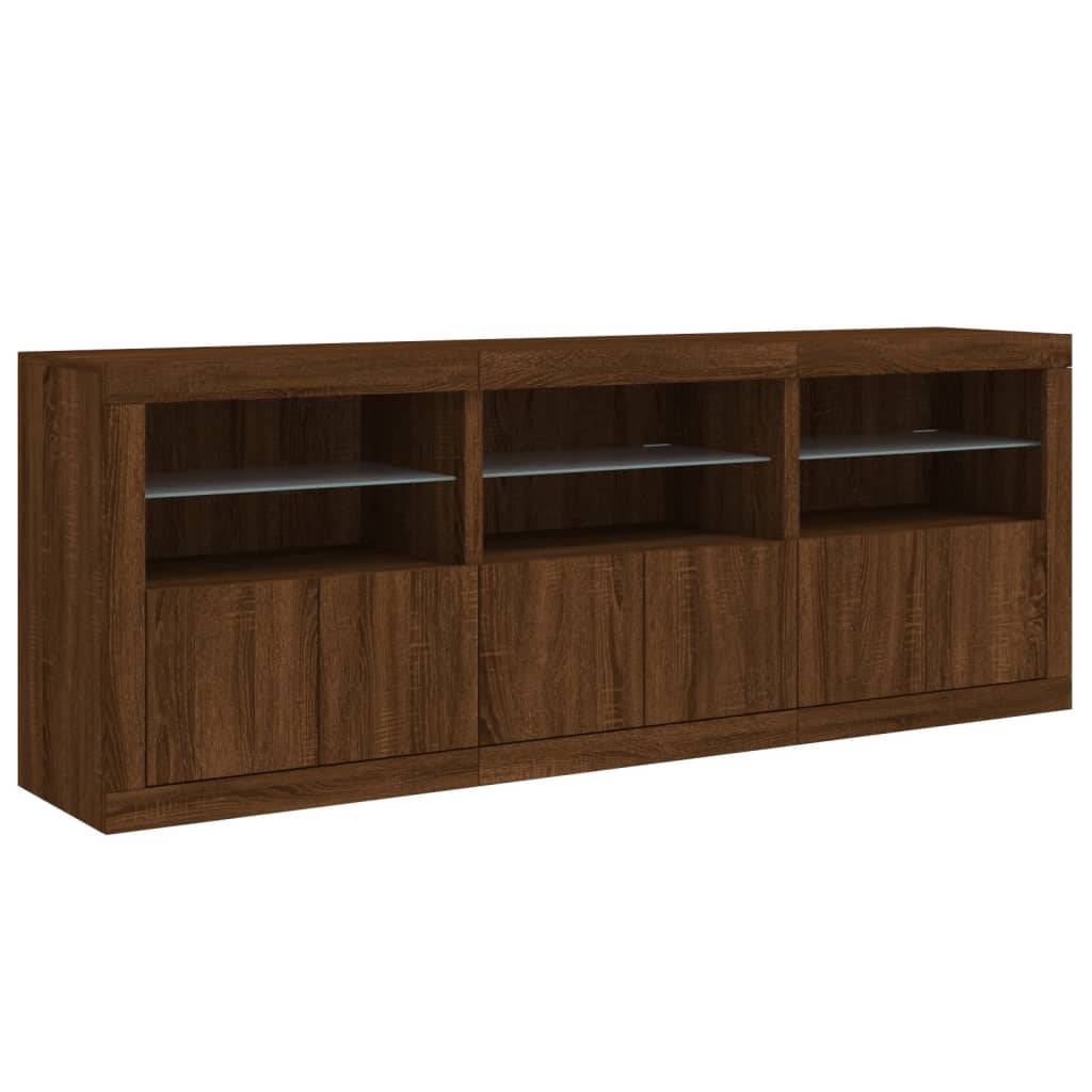 Credenza con Luci LED Rovere Marrone 181,5x37x67 cm 3209008