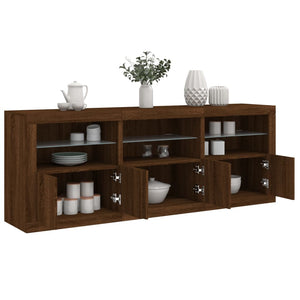 Credenza con Luci LED Rovere Marrone 181,5x37x67 cm 3209008