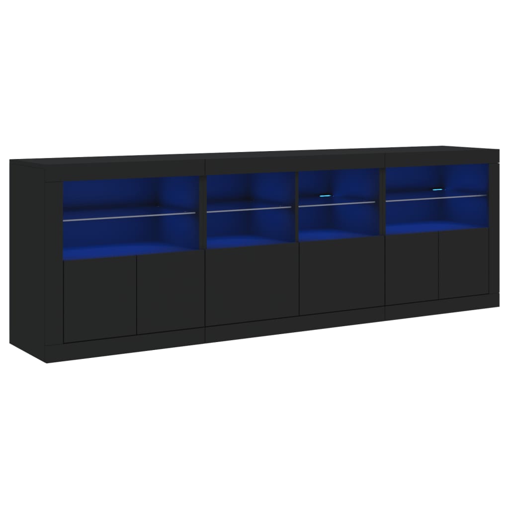 Credenza con Luci LED Nera 202x37x67 cm 3209010