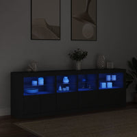 Credenza con Luci LED Nera 202x37x67 cm 3209010