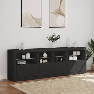 Credenza con Luci LED Nera 202x37x67 cm 3209010