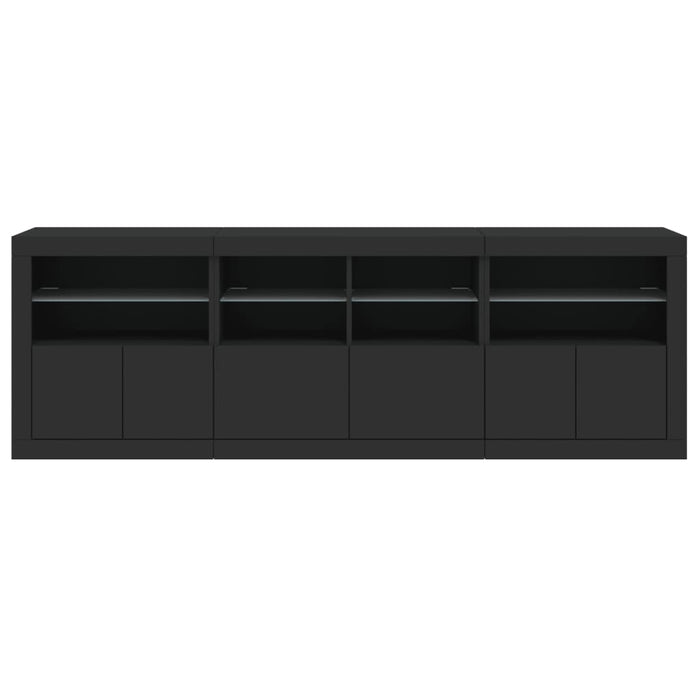 Credenza con Luci LED Nera 202x37x67 cm 3209010