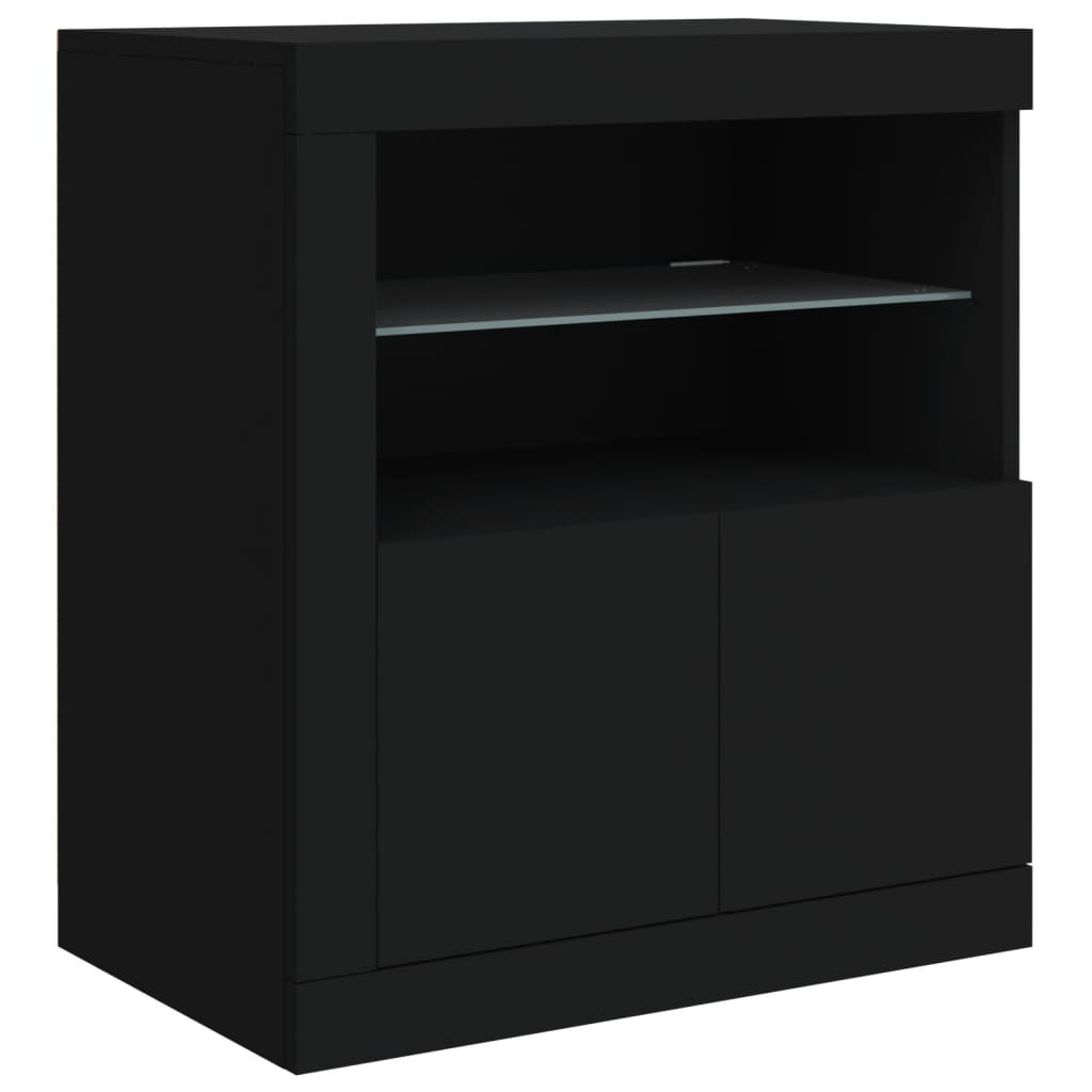 Credenza con Luci LED Nera 202x37x67 cm 3209010