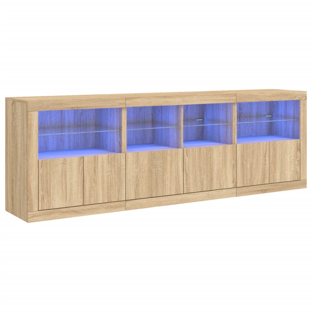 Credenza con Luci LED Rovere Sonoma 202x37x67 cmcod mxl 109984