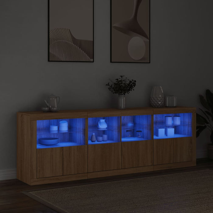 Credenza con Luci LED Rovere Sonoma 202x37x67 cmcod mxl 109984