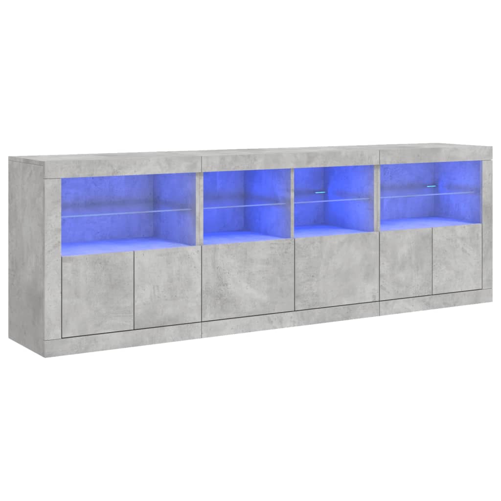 Credenza con Luci LED Grigio Cemento 202x37x67 cm 3209012