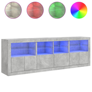 Credenza con Luci LED Grigio Cemento 202x37x67 cm 3209012