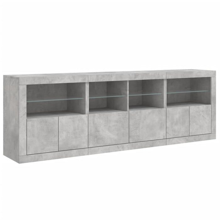 Credenza con Luci LED Grigio Cemento 202x37x67 cm 3209012