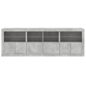 Credenza con Luci LED Grigio Cemento 202x37x67 cm 3209012