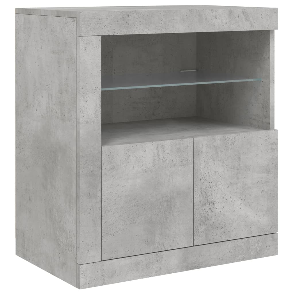 Credenza con Luci LED Grigio Cemento 202x37x67 cm 3209012