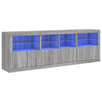 Credenza con Luci LED Grigio Sonoma 202x37x67 cm 3209014