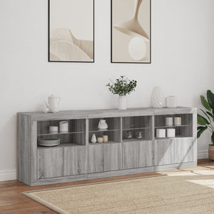 Credenza con Luci LED Grigio Sonoma 202x37x67 cm 3209014