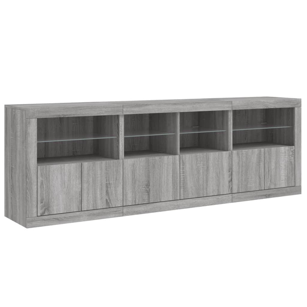 Credenza con Luci LED Grigio Sonoma 202x37x67 cm 3209014