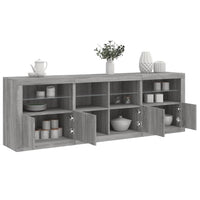 Credenza con Luci LED Grigio Sonoma 202x37x67 cm 3209014