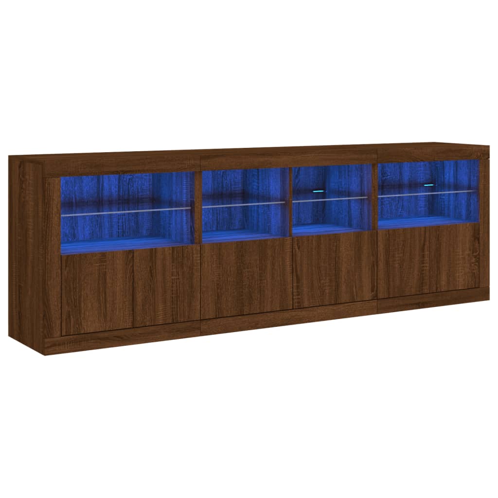 Credenza con Luci LED Rovere Marrone 202x37x67 cm 3209015