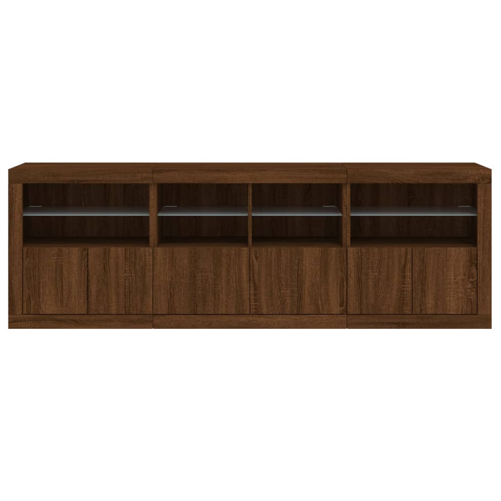 Credenza con Luci LED Rovere Marrone 202x37x67 cm 3209015