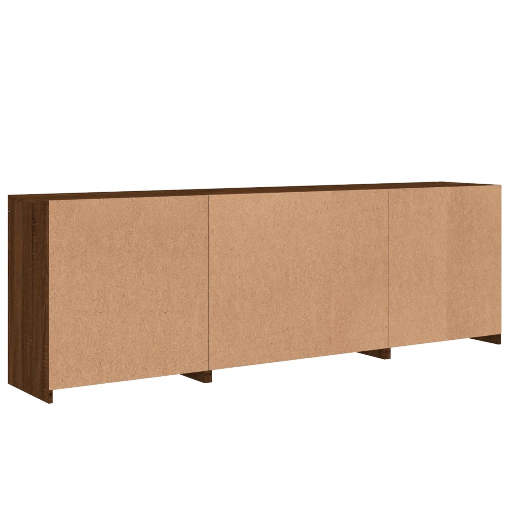 Credenza con Luci LED Rovere Marrone 202x37x67 cm 3209015