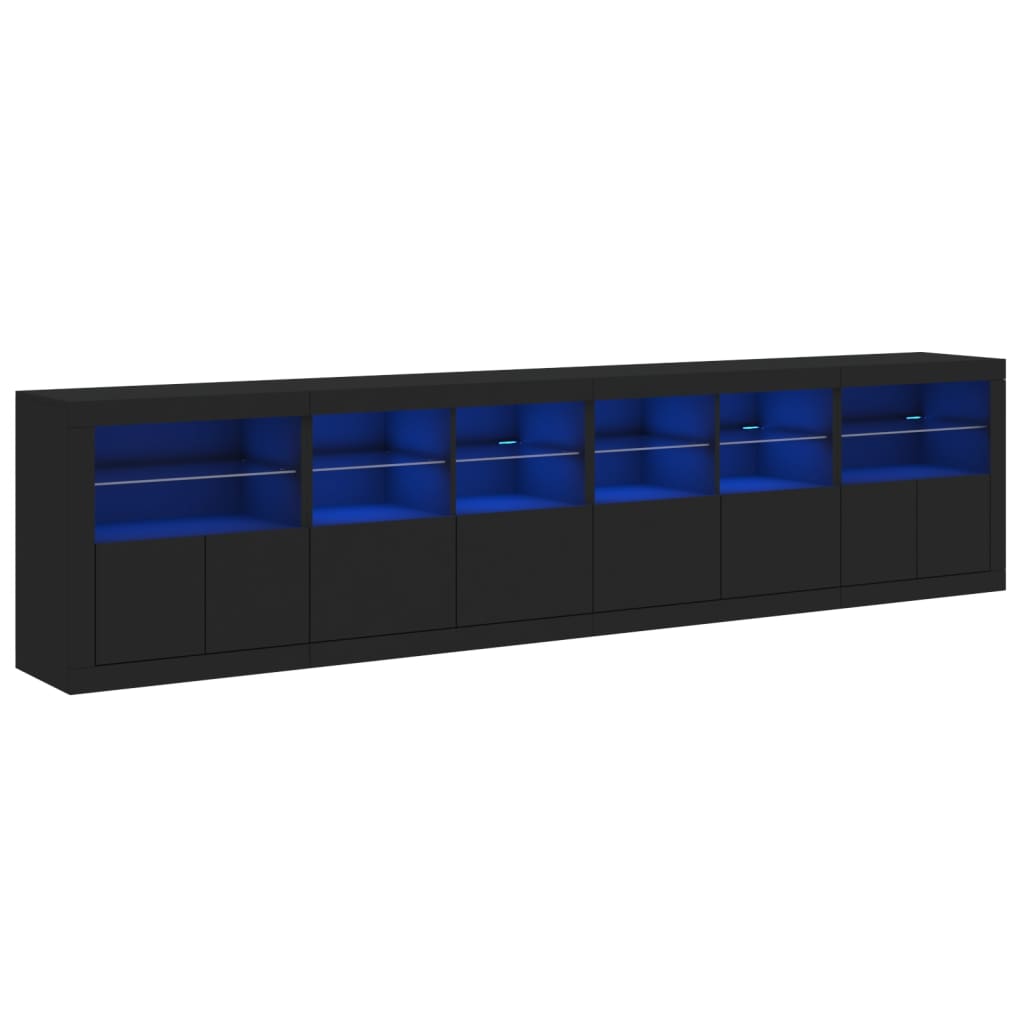 Credenza con Luci LED Nera 283x37x67 cm 3209017