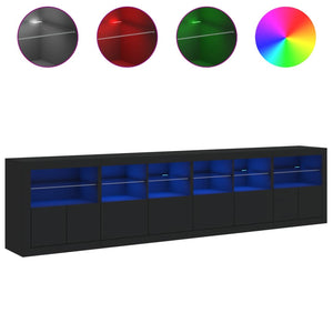 Credenza con Luci LED Nera 283x37x67 cm 3209017