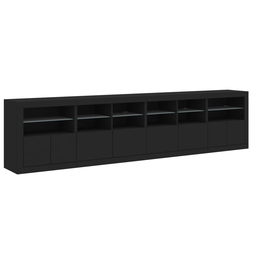 Credenza con Luci LED Nera 283x37x67 cm 3209017