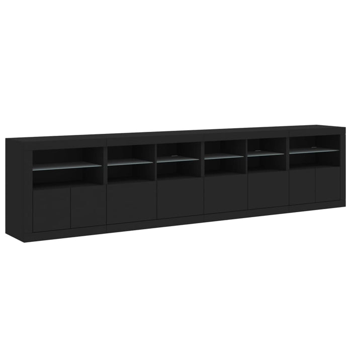 Credenza con Luci LED Nera 283x37x67 cm 3209017