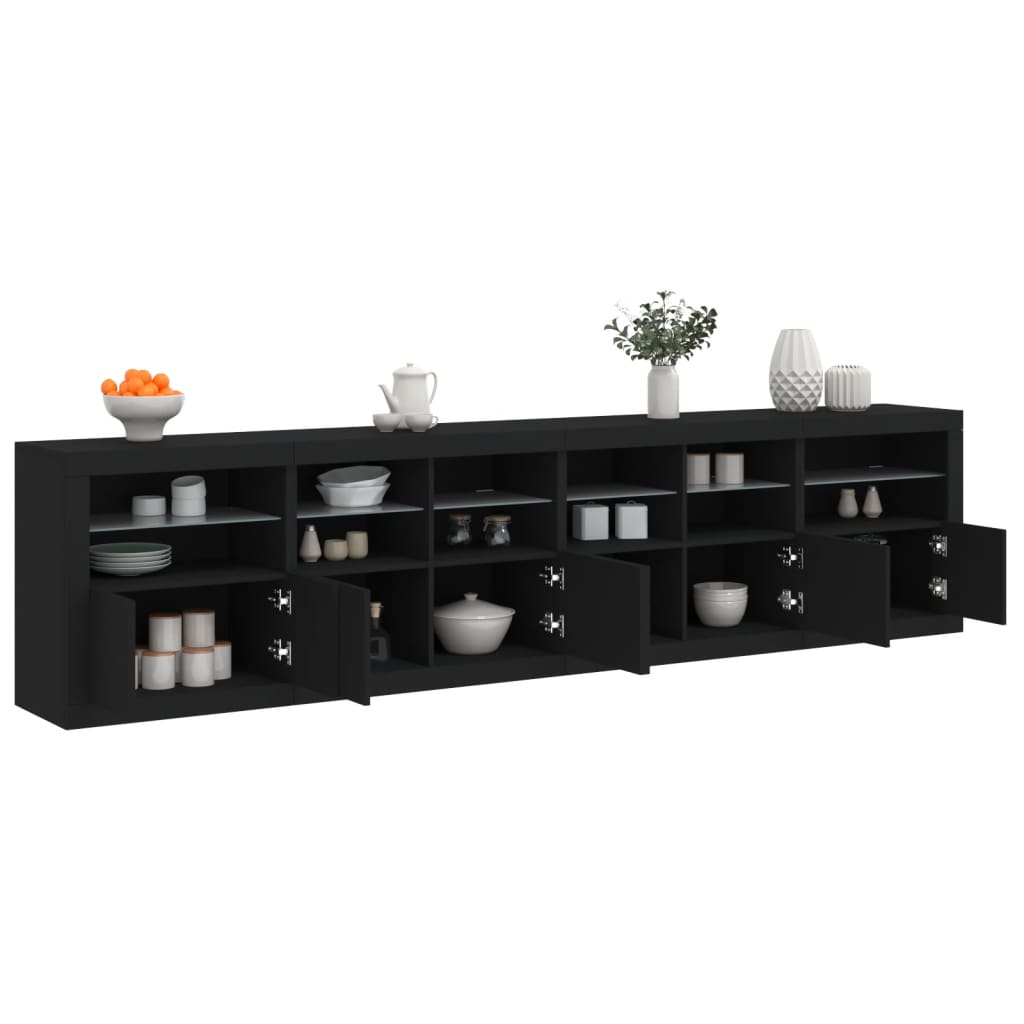 Credenza con Luci LED Nera 283x37x67 cm 3209017