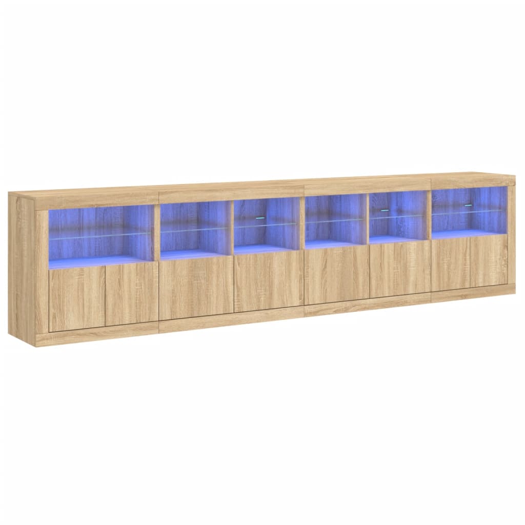 Credenza con Luci LED Rovere Sonoma 283x37x67 cmcod mxl 109985