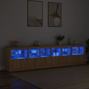 Credenza con Luci LED Rovere Sonoma 283x37x67 cmcod mxl 109985