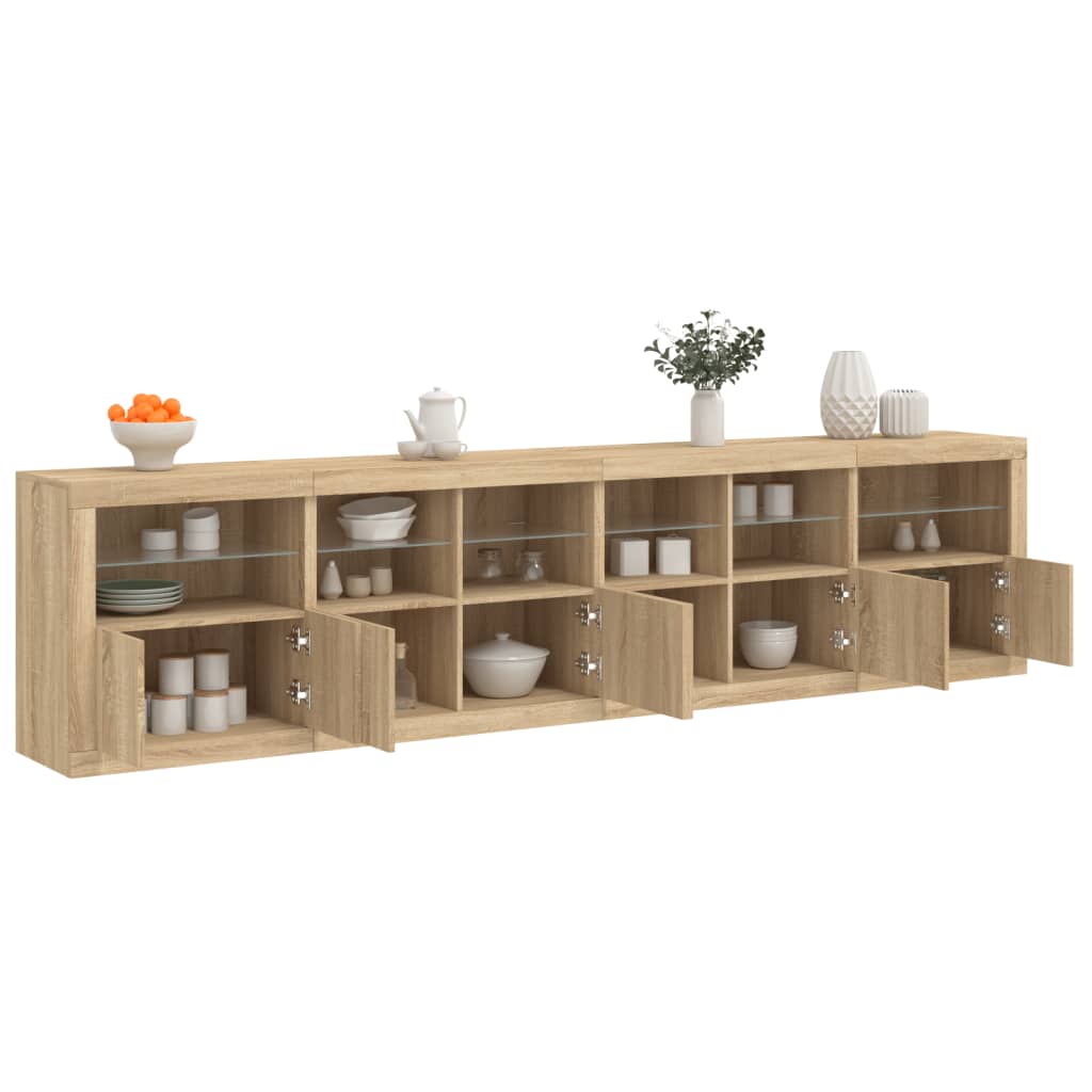 Credenza con Luci LED Rovere Sonoma 283x37x67 cmcod mxl 109985