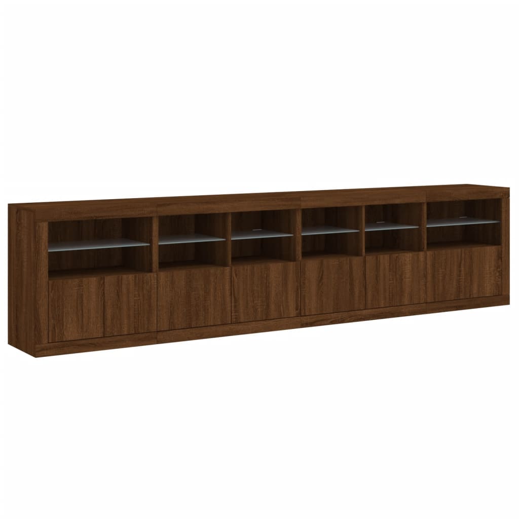 Credenza con Luci LED Rovere Marrone 283x37x67 cm 3209022