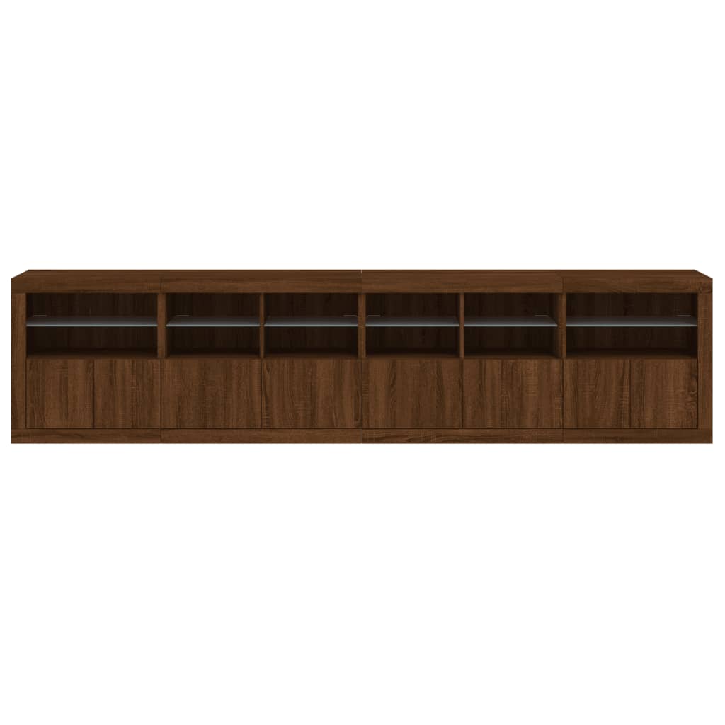 Credenza con Luci LED Rovere Marrone 283x37x67 cm 3209022