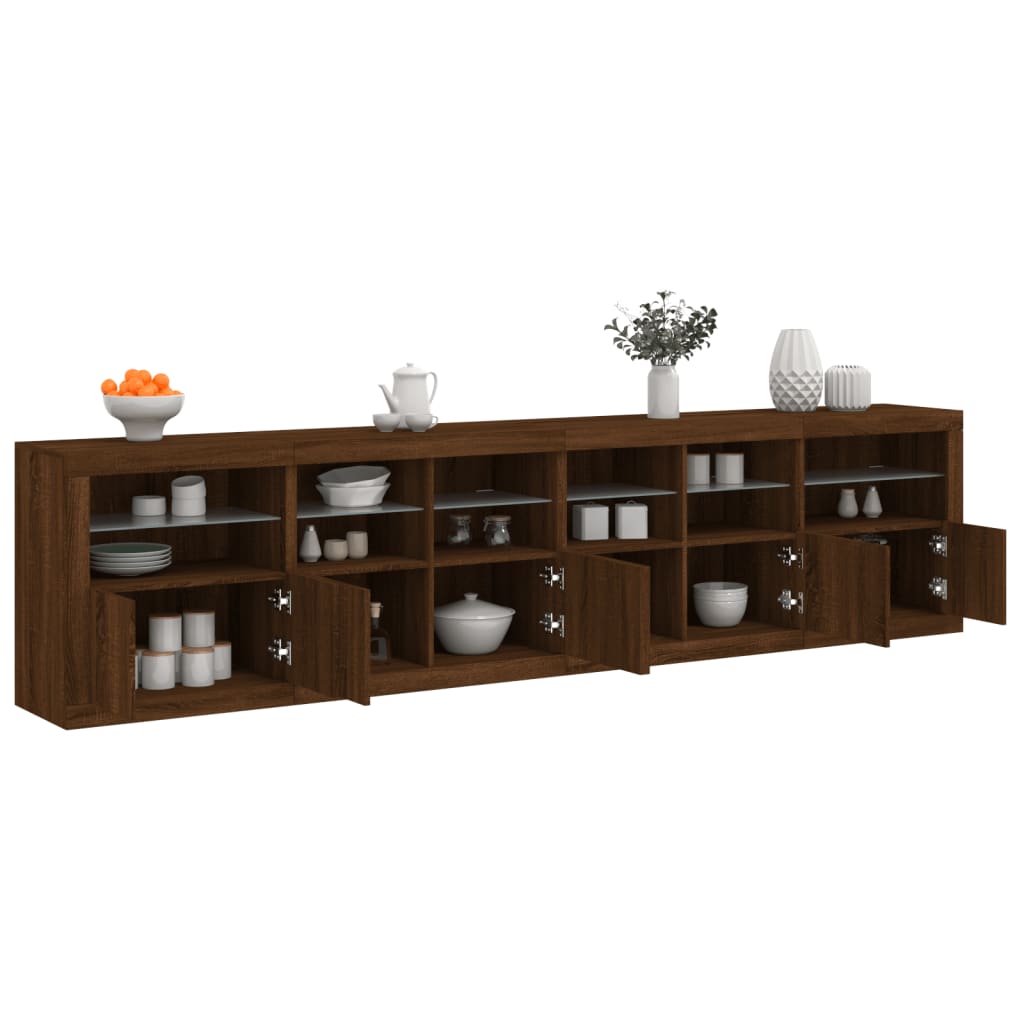 Credenza con Luci LED Rovere Marrone 283x37x67 cm 3209022